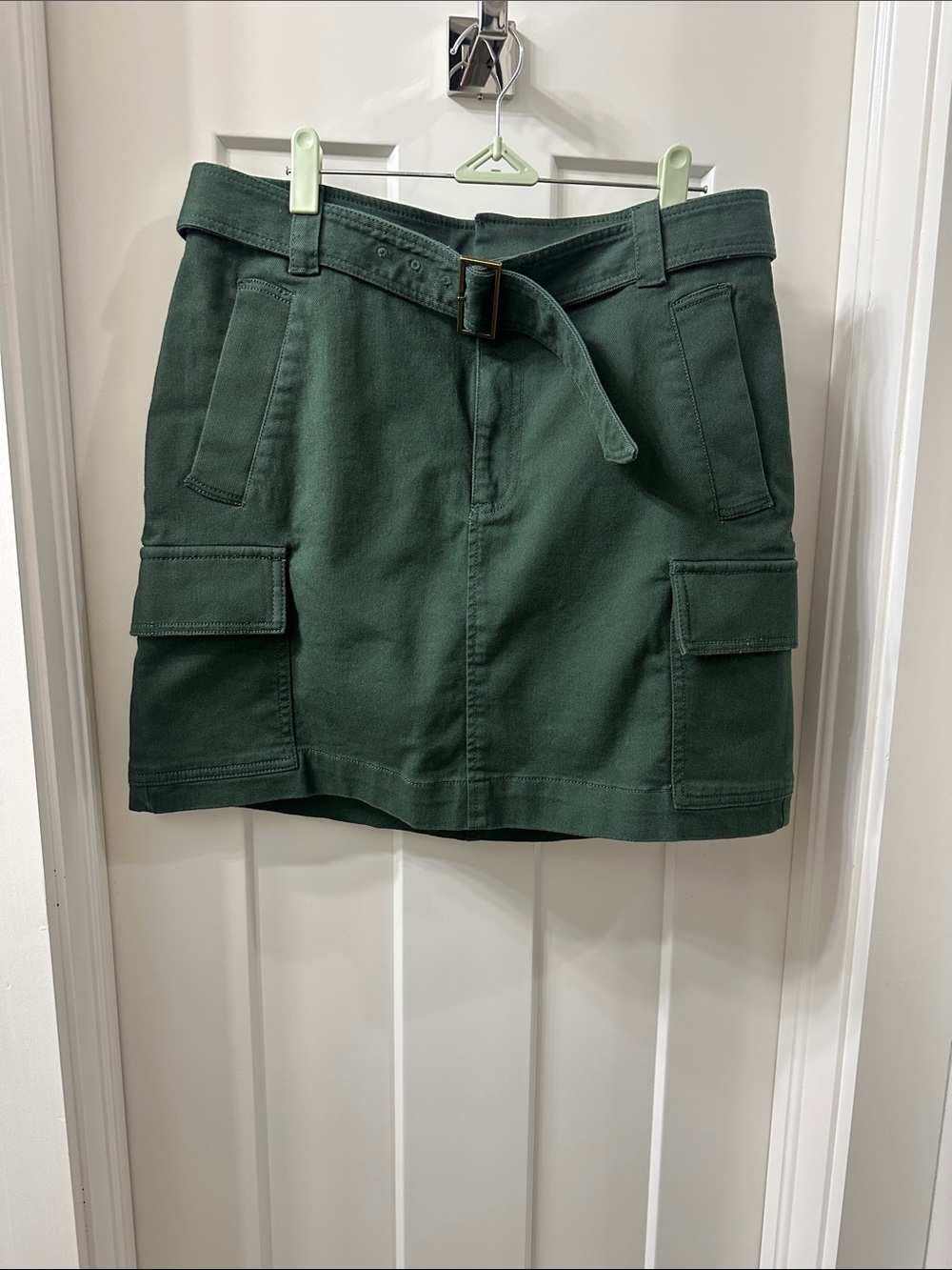 LOFT Dark Green Cargo Skirt with Belt